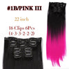 Straight Synthetic Hair Extensions Black Brown Hairpiece