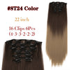 Straight Synthetic Hair Extensions Black Brown Hairpiece