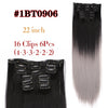 Straight Synthetic Hair Extensions Black Brown Hairpiece